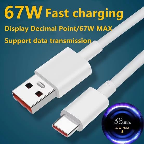 Image of Mi USB to Type-C Fast Charging Cable 67W, mi Cable Original Sonic Charge 3.0, 6A, 480Mbps Data Transfer, 1M Sync Cord - Compatible with Mi 9 /10 /11 Pro, Redmi Note 10T /10i /CC9 Pro - White