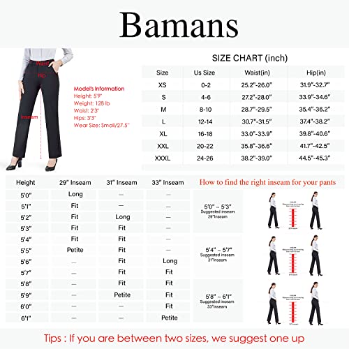 Bamans Work Pants For Women Yoga Dress Pants Straight Leg Stretch Work Pant With Pockets (Black, Large) #TOP5