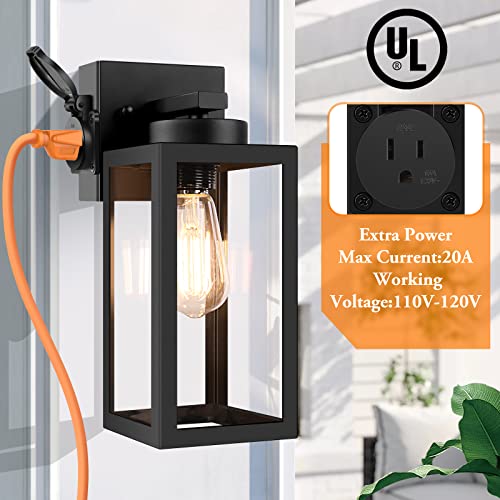 Bdrofn 2-Pack Porch Lights Outdoor Wall Lantern,Black Outdoor Wall Light With Outlet,Waterproof Anti-Rust Exterior Light Fixture Outside Lights For House Garage Hallway #TOP1