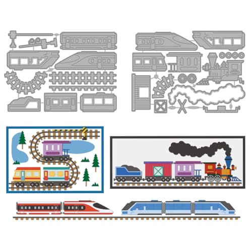 Image of MAYJOYDIY Train Metal Die Cuts High Speed Rail Cutting Dies Station Track Embossing Template Carbon Steel Cutting Stencils for Card Making DIY Scrapbooking Album Handbook Gift Decoration
