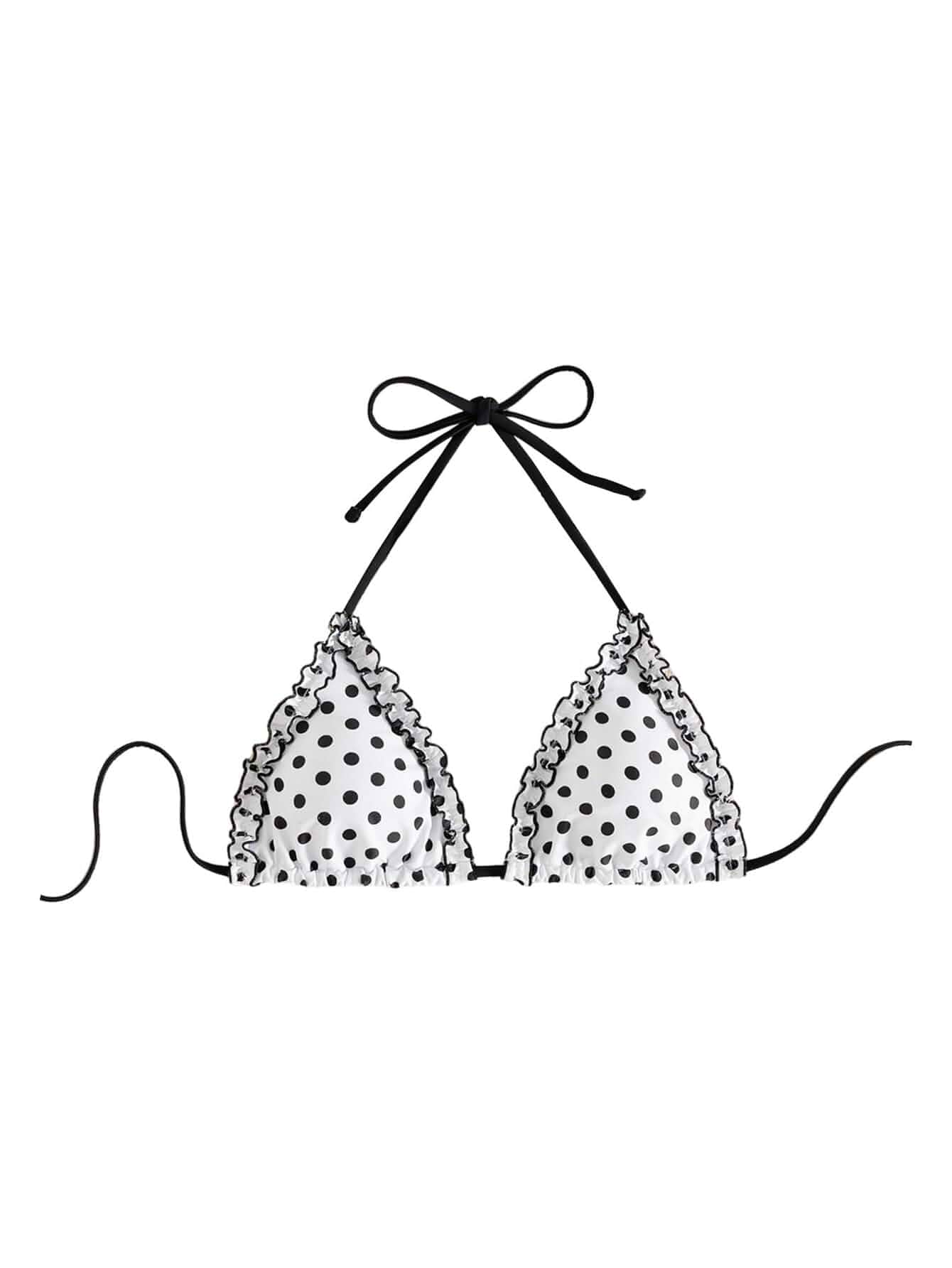 Milumia Women's Polka Dots Bikini Top Halter Cute Triangle Bathing Suit Top | Ruffle Trim,Tie Back,Padded,Adjustable,Y2k S...