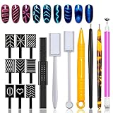 XEAOHESY 16 Pieces Nail Magnet Tool Set Magnet Plate Wand Board Magnetic Pen Stripe Nail Magnet Doub
