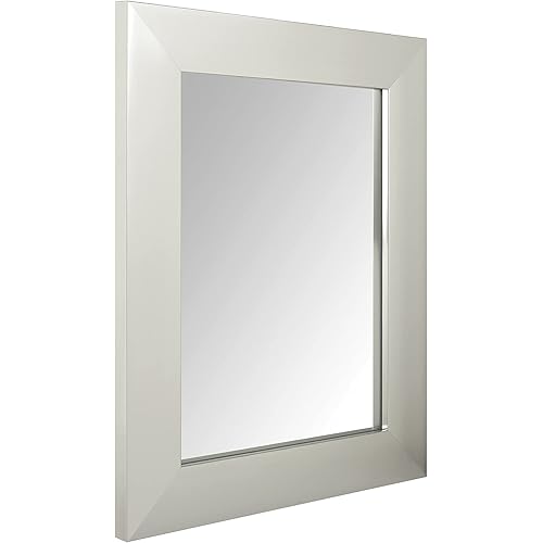 Amazon Basics Rectangular Wall Mount Mirror 16" x 20", Wide Trim, Nickel