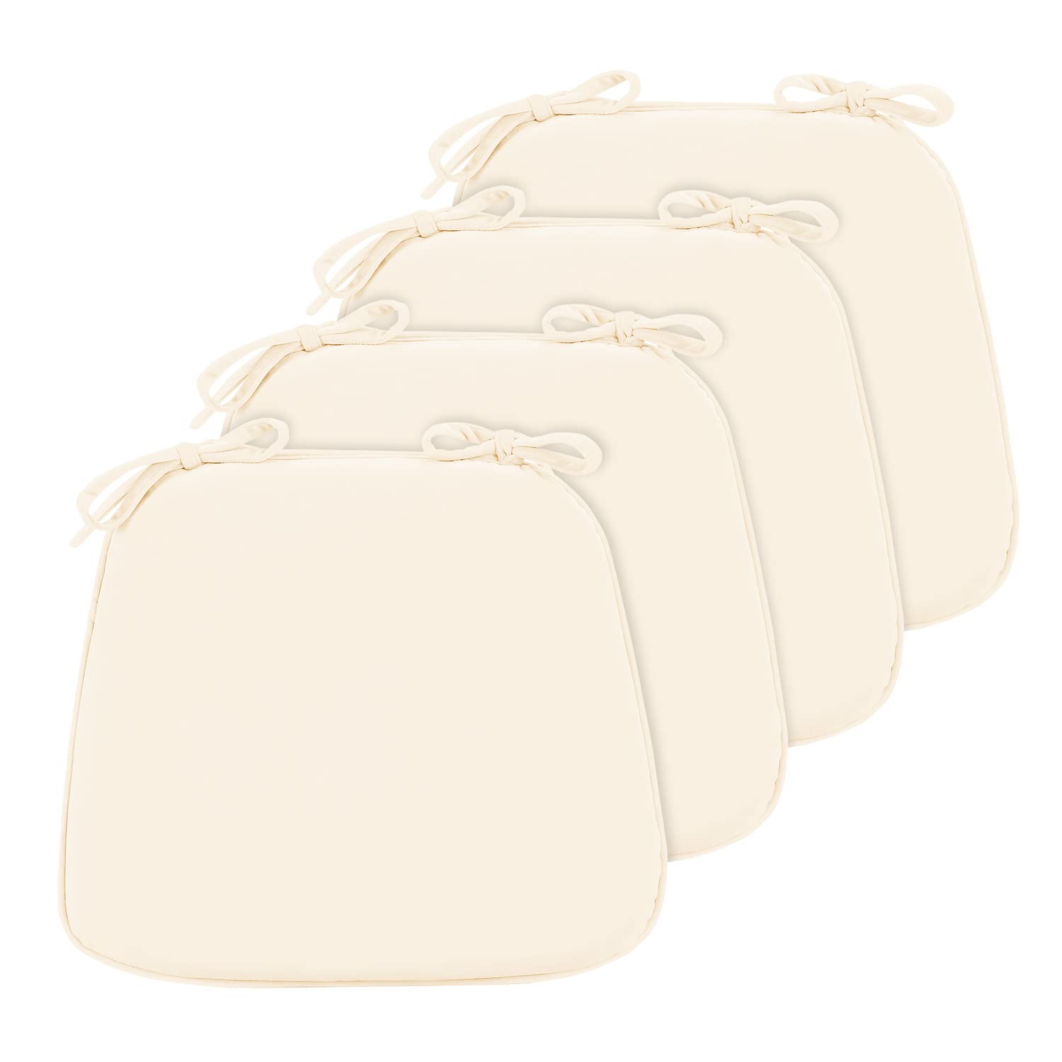 LOVTEX Chair Cushions for Dining Chairs 4 Pack - 17"x15"x1.5" Kitchen Chair Cushions - Dining Chair Pads with Ties, Beige