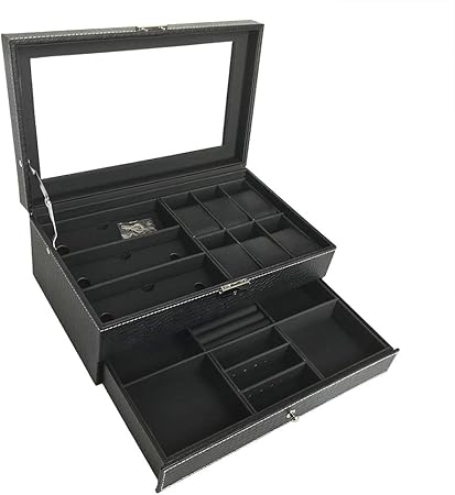 Boite Montre Double Couche Rangement: Coffret Écrin de Montre Cuir PU avec  tiroir - Boîte Présentoir Montres