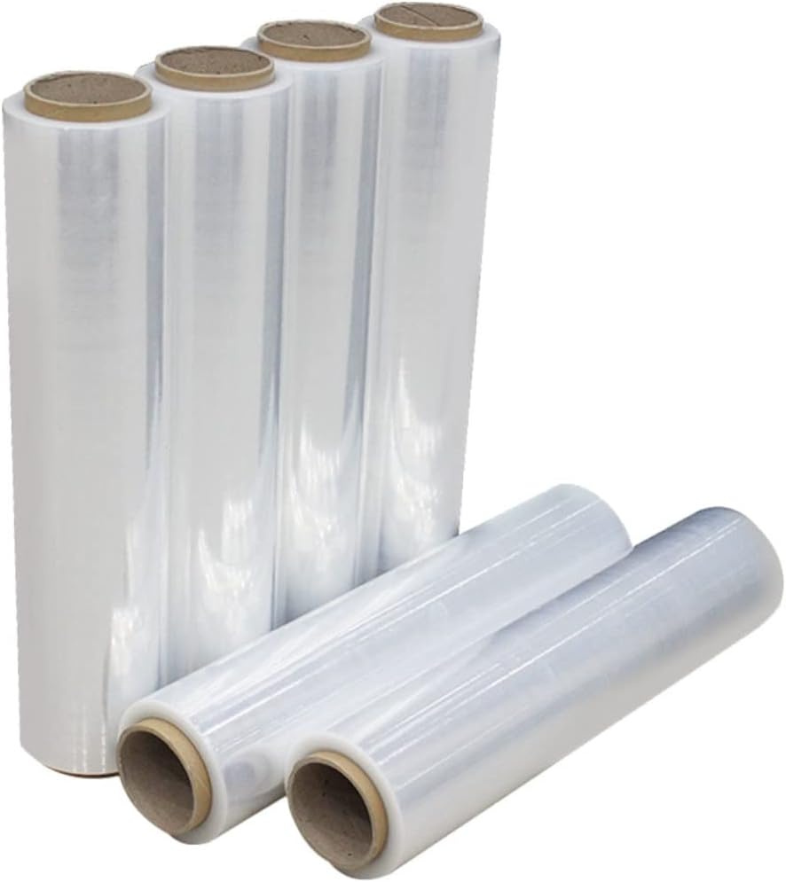 1Roll Transparent Stretch Wrap Film Clear Self Adhesive Packing Film Wear Resistant Pallet Wrap for Moving Storage for Household and Warehouse Protection