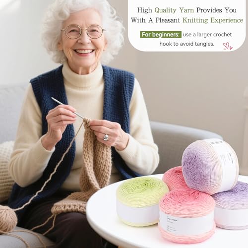 Image of Katech 2 Gradient Yarn for Crocheting Knitting- Gradient Yarn Cake -2 x 230g /8.11oz 45% Cotton 55% Acrylic-Perfect for Scarves, Shawls and Blanket-Grass Green