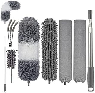 Feather Dusters for Cleaning - Extendable Duster with Telescoping Extension Pole 30 to 100 Inches, Microfiber Dusters for Cleaning Cobweb, High Ceiling Fan, Lights, Blinds, etc