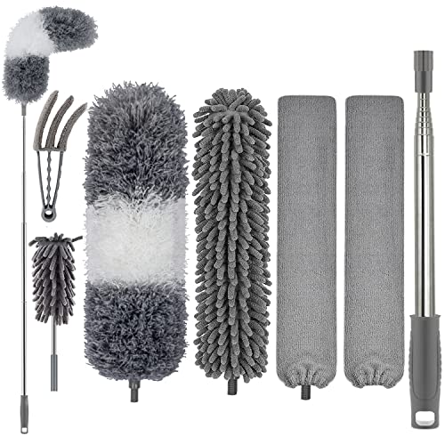 Image of Feather Dusters for Cleaning - Extendable Duster with Telescoping Extension Pole 30 to 100 Inches, Microfiber Dusters for Cleaning Cobweb, High Ceiling Fan, Lights, Blinds, etc