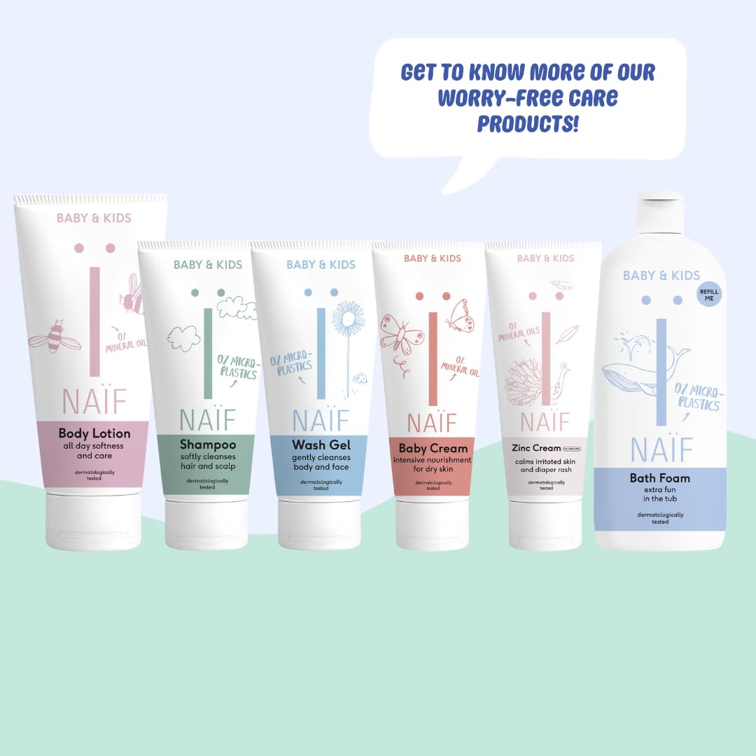 Naïf Shampoing & Après-Shampoing 2 en 1 Bébé & Enfant – 0% parfum, doux, sans SLES, microplastiques ni silicones, testé dermatologiquement – 200 ml