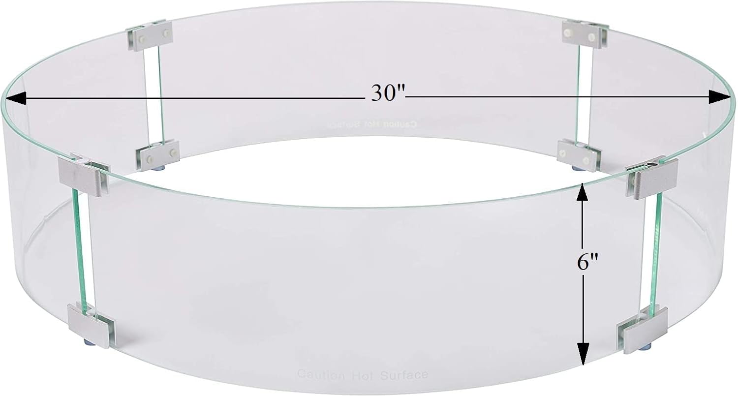 Pyromania 30" Round Glass Wind Guard for Round Fire Tables