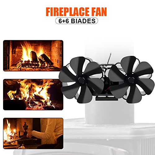 Kaminventilator Magnetisch, 12 Flügel Wärmebetrieben Leiser Energie Sparen Kamin Ventilator Stromlos- mit Metall Kombigurt, für Holz/Brennholz/Feuerstelle/Ofenrohr – Bild 10