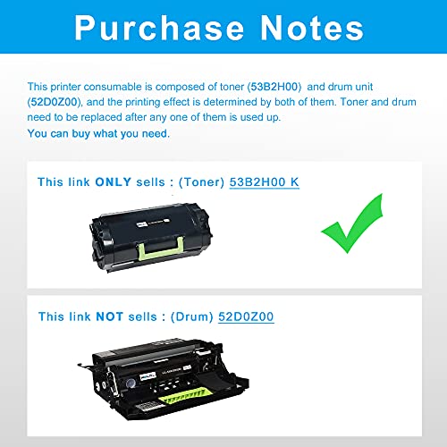 Toner compatible 53B2H00 pour Lexmark MS817 MX817 haute capacité noir - 3