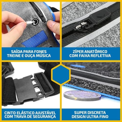 Pochete Corrida Fitness Slim Cintura Antifurto Money Viagem Doleira Água Porta Celular Documento Tre
