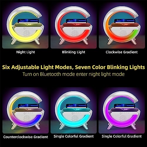 Image of 3 In 1 Night Light Bluetooth Speakers With 15W Wireless Charger, Led Desk Lamp With Rechargeable Battery, Bedside Lamp For Bedroom, Room Decor, Gift, Party - Plastic