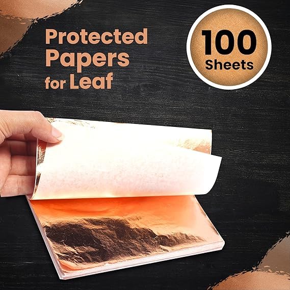 Image of A.K GOLD LEAF 100 Sheets 8x8cm Copper Leaf Sheets Foil Paper for Gilding Crafting DIY Arts Project Crafting Decoration Makeup Spa Art Craft Work (Copper)