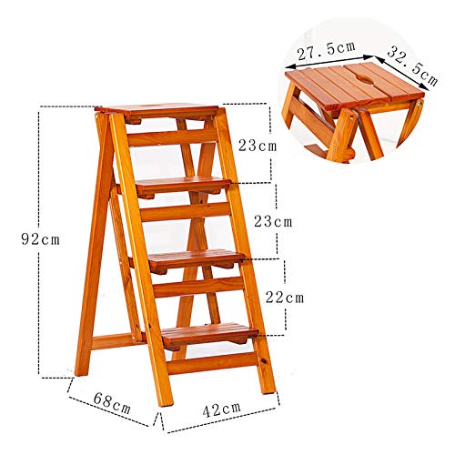 Escabeau pliable en bois à 4 marches pour bibliothèque - 7