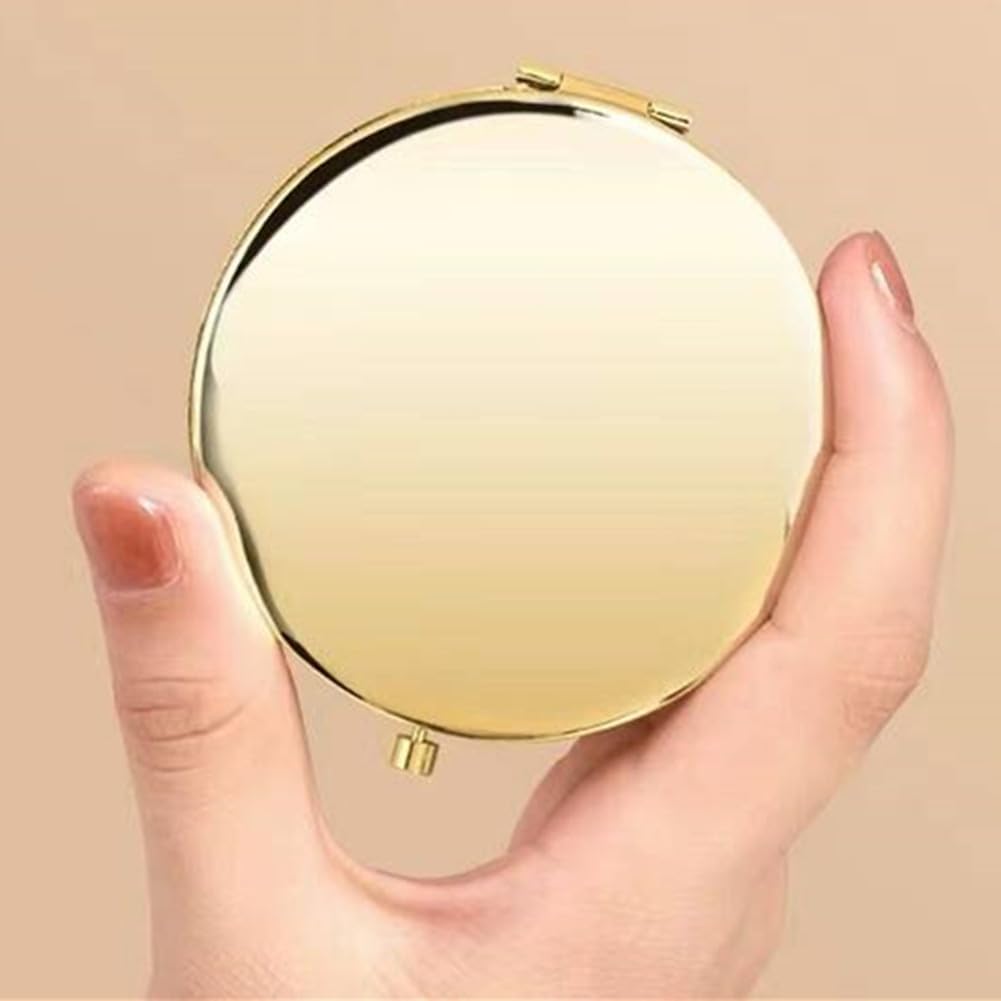 5 Pack Magnifying Compact Mirrors Bulk - Gold Small Mirror for Purse,Double Sided Travel Makeup Mirror with 1x and 2X Magnification,Cosmetic Mirrors for Gift image 2