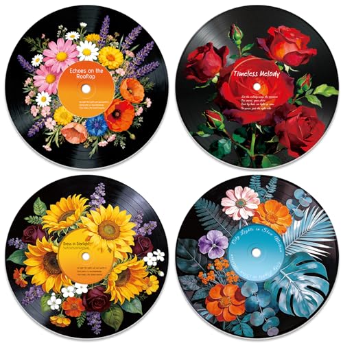 Placas de vinilo de flores luminosas DOODLREAM de 30 cm para dar un toque retro a tu habitación