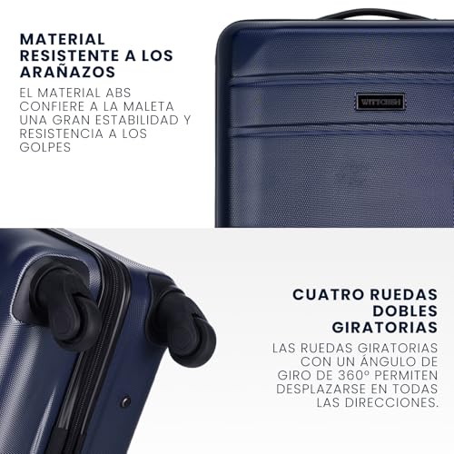 Miniatura 3 de Wittchen Maleta Trolley Grande Maleta De Abs Con 4 Ruedas Giratorias Cerradura De Combinación Asa Telescópica Globe Line Azul Marino Ryanair Vueling Iberia Easyjet Iberia Express