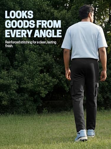 Image of Fflirtygo Mens Cargo Pants Cotton | Track Pants with Zip Pockets | 4 Pocket Joggers | Baggy Lower for Men | Sizes Upto 6XL