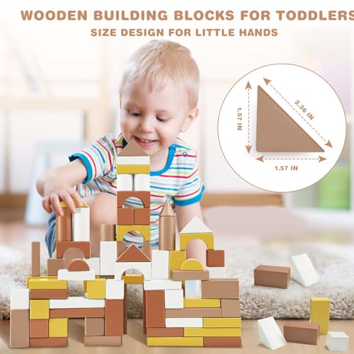 Joyreal MX406 Building Blocks For Toddlers 1-3 - 100Pcs Building Blocks With Innovative Wooden Shapes & Variety Colors thumb #2
