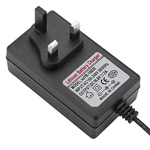 Lithium - Ion Battery Charger, 16.8V 2A Replacement Power Adapter, Safe Charge, AC100-240V (UK Plug)