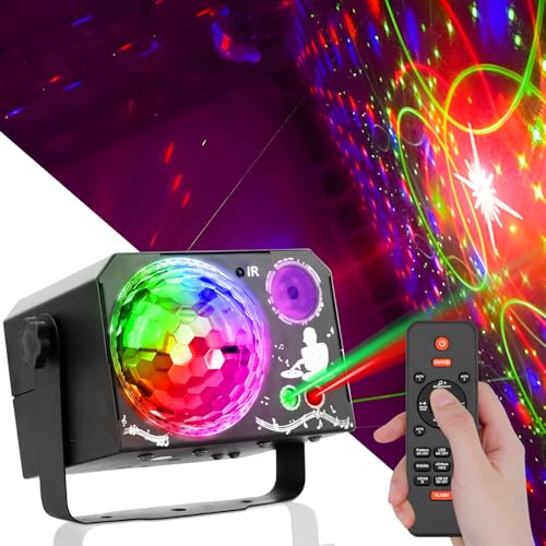 Party Lights Dj Disco Ball Light, 64 Pattern Effect, Disco Ball Strobe Stage Light for Home Room Dance Parties Birthday Karaoke Stocking Stuffers New Years Eve Halloween Christmas Decorations