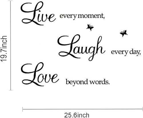 Miniatura 2 de Rertcioph Vinilos de pared motivacionales con texto en inglés «Live Every Moment», «Ríe todos los días», «Love Beyond Words», calcomanías de pared
