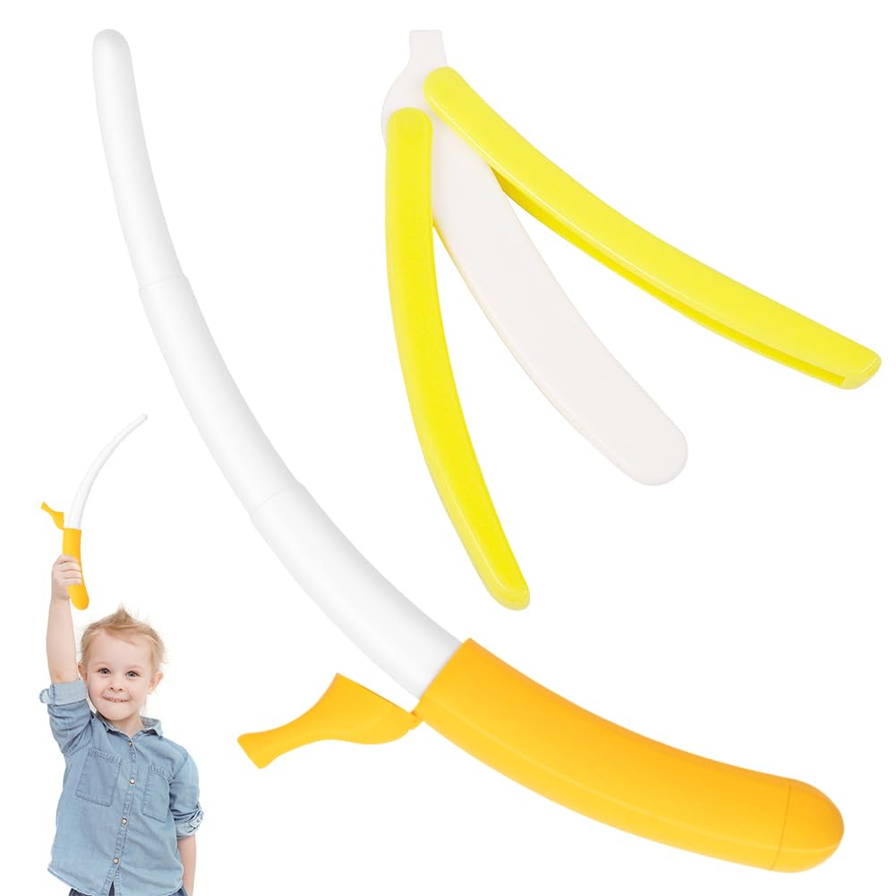 3D Printed Retractable Banana Sword Toy, 2Pcs Banana Swords Stress Reduce Toy Banana Shaped Toys for Children Extendable Bananas Wand Cosplay Prop Fake Knives For Stage Performance Costume Parties