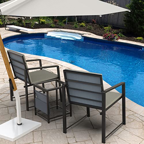 Anyhi 3 Piece Patio Bistro Set,Outdoor Conversation Sets, Modern Patio Furniture With Coffee Table & Cushion, Good For Porch Balcony Garden Courtyard, Black+Beige #TOP7