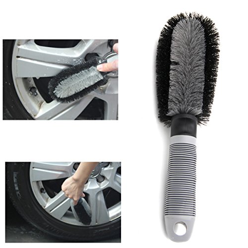 Ploopy Llanta de la Rueda Cepillo de Limpieza, Herramientas de Coches de Neumáticos Belleza Cepillo de Limpieza Lavado de Cepillos Rueda Cepillo Herramientas ( Gris )