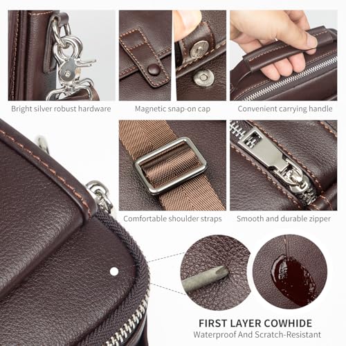 Image of Augus Genuine Leather Small Messenger Bag Crossbody