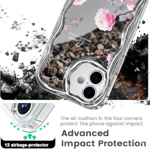 Image of VONZEE Cute Pink Flower Mirror Back Cover for iPhone 17| Clear Shockproof TPU Protective Case | Slim Anti-Yellowing Crystal Clear Phone Cover for Girls and Women