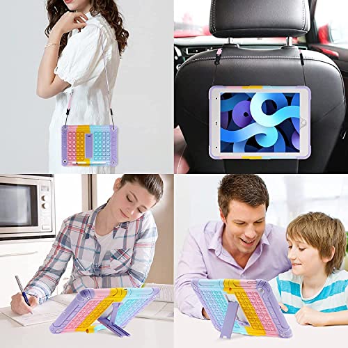 Funda para iPad 10.2 con soporte para lápiz y correa ajustable en color arcoíris 6