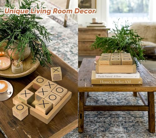 Juego de conversación Tic Tac Toe con cubos de madera miniatura 6