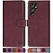 SUANPOT for Samsung Galaxy S22 Ultra with RFID Blocking Leather Wallet case Credit Card Holder,Flip Folio Book Phone case Shockproof Cover Women Men for Samsung S22 Ultra case Wallet Wine Red