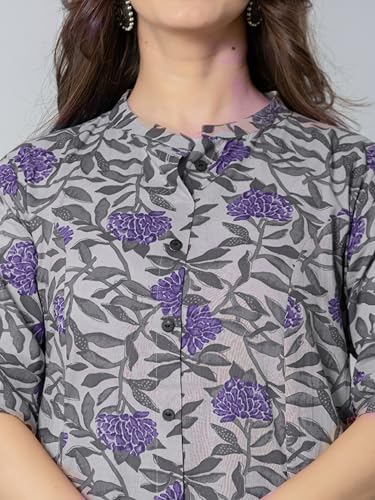 Image of rytras Women Cotton Printed A-Line Kurta with Palazzo Pant Set