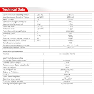Heschen Dispositivo di protezione da sovratensione SPD, HS-40N, 275VAC 20KA, 1+NPE, ignifugo, scaricatore a bassa tensione, montaggio su guida DIN da 35 mm