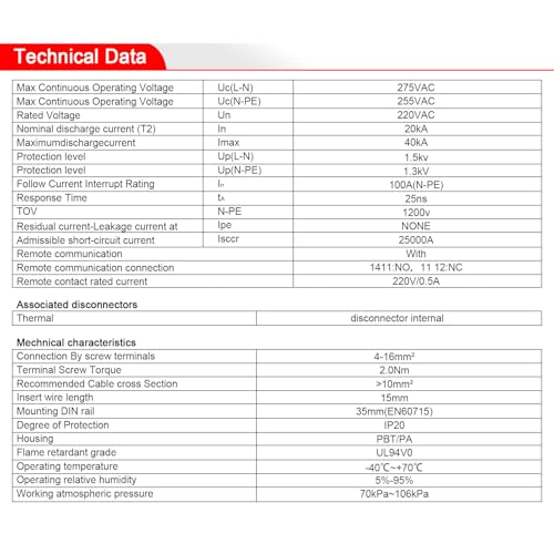Heschen Überspannungsschutzgerät SPD, HS-40N, 275VAC 20KA, 1+NPE, feuerfest, Niederspannungsableiter, 35mm DIN-Schienenmontage