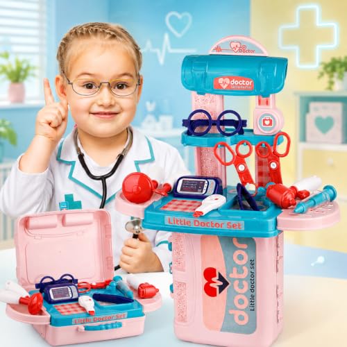Image of Zest 4 Toyz Doctor Set for Kids 3 in 1 Trolley Suitcase Pretend Play Doctor Toy Set with Stethoscope Syringe Thermometer and Medical Accessories Toys for Boys & Girls 3 Years +