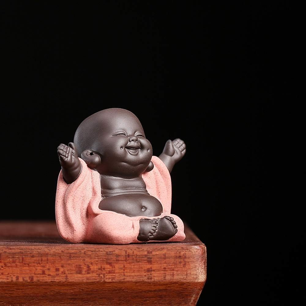 Posąg Buddy Fioletowy Piasek Śmiejący Się Posąg Buddy Szczęśliwy Małe Słodkie Dziecko Statua Mnich Figurka Budda Wystrój Domu Ozdoby(B)
