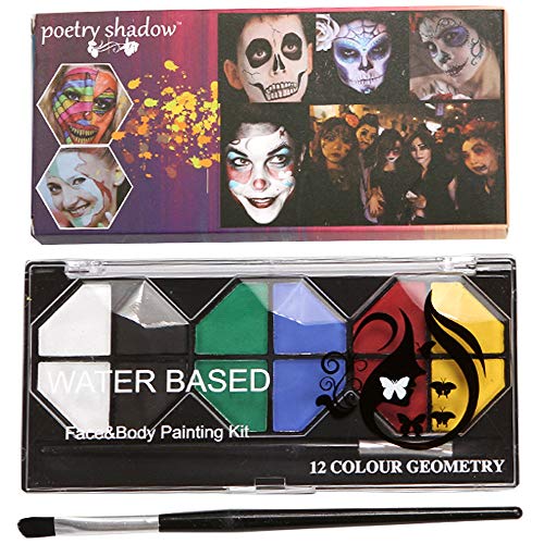 Face Paint, Body Paint Kit For Kids And Adults, Professional Painting Palette Water Based, 12 Vibrant Colors With Brushes, Hypoallergenic Safe Non-Toxic, Ideal For Halloween Party Festivals Costumes #TOP11