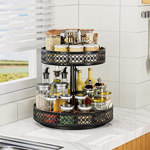 Ovicar 2 TIER LAZY SUSAN TURNTABLE Lazy Susan Organizer 2 Tier - Turntable Spice Rack 12 Inch Adjustable Metal Rotating Lazy Susan thumb #8