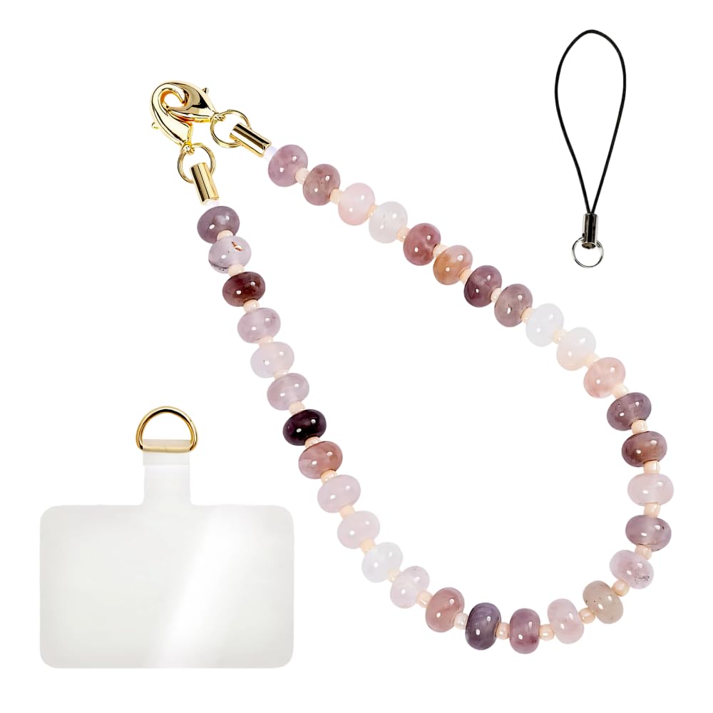CARPJZ Phone Wrist Strap, Handmade Natural Stone Phone Charm Detachable Beaded Lanyard for Bags Phones