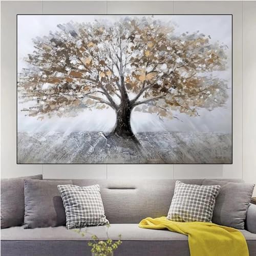 Affiche peinture sur toile d'art paysage abstrait 60x90cm avec cadre noir pour salon