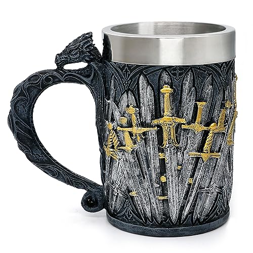 alikiki Caneca de café medieval Game of Sword Thrones Dragão 600 ml - Legends of the Swords Beber ce