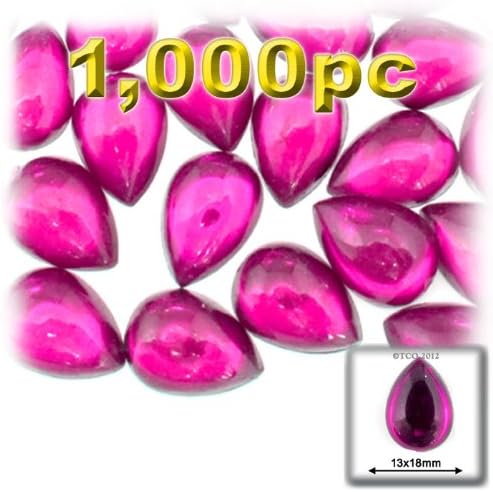 The Crafts Outlet 1000-Piece Loose Acrylic Flatback Cabochons Teardrop Beads, 13 by 18mm, Crystal Clear