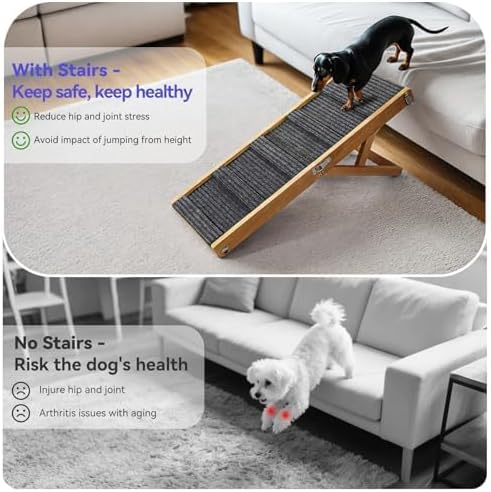 Pawaboo 2026 Upgraded Small Dog Ramp for Couch Foldable, 5 Ajustable Height