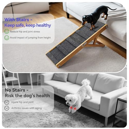 Pawaboo 2026 Upgraded Small Dog Ramp for Couch Foldable, 5 Ajustable Height